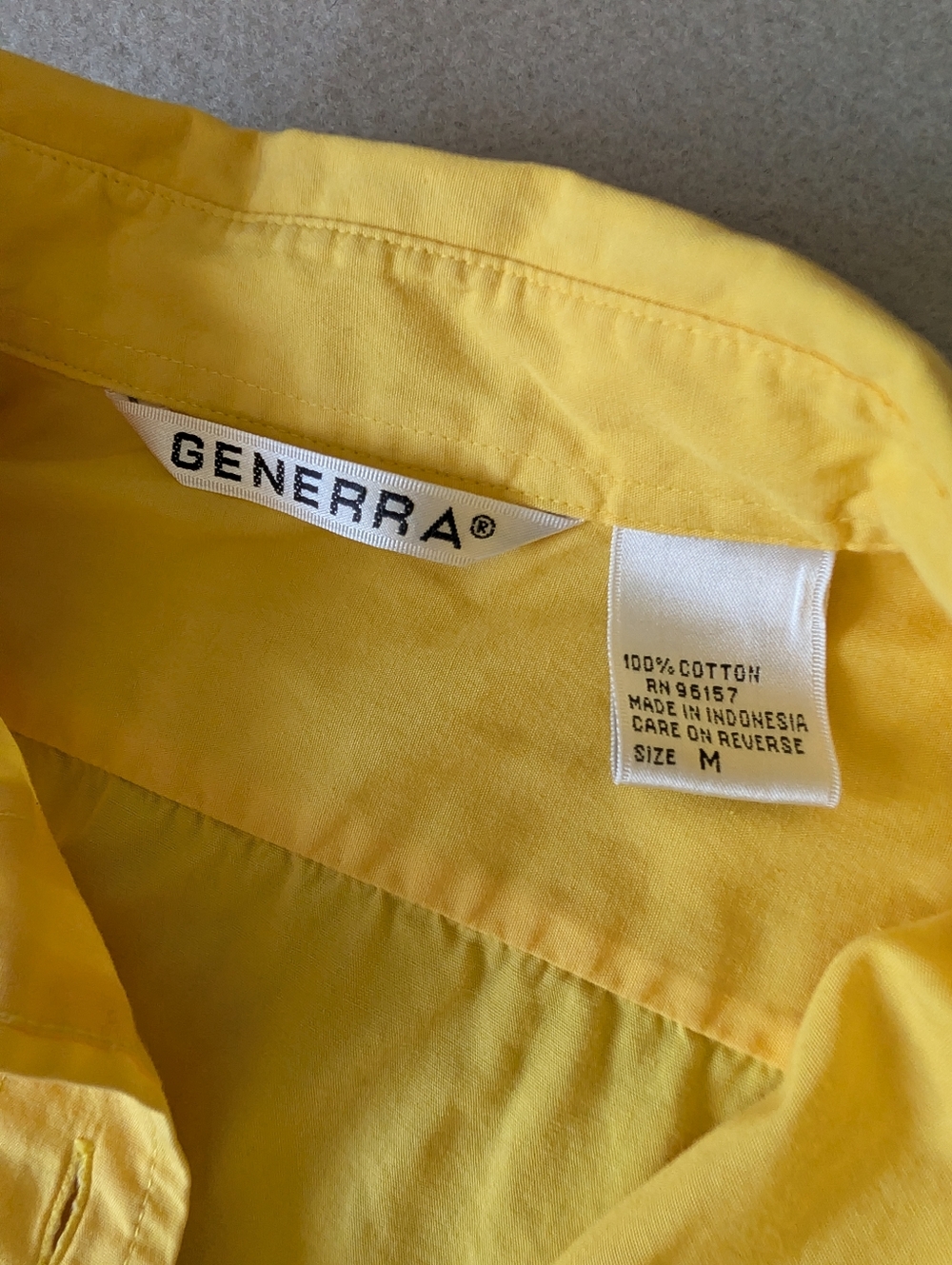 Vintage GENERRA Yellow Oxford Button Down Shirt Cotton Embroidered Crest Medium image 5